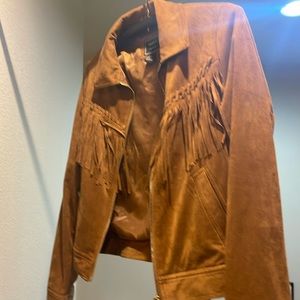 Fringe faux suede jacket